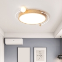 Orbit Kids Bedroom Ceiling Mounted Light Wooden Nordic Style Ultrathin LED Flush Mount