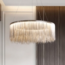 Postmodern Tassel Chain Pendant Chandelier Metal Living Room LED Circle Hanging Lamp