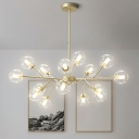 Gold Molecular Modo LED Suspension Light Nordic Style Clear Glass Chandelier Light