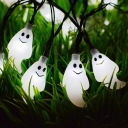 23ft Halloween Ghost Outdoor Solar String Lamp Plastic 20 Heads Art Decor LED Fairy Lighting in Black