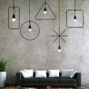 Black Geometric Pendulum Light Minimalistic Metal 1 Head Living Room Pendant Light