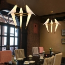 Origami Crane Ceiling Lighting Modern Plastic Restaurant Chandelier Light Fixture in Gold