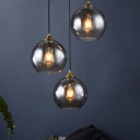 Minimalist Sphere Open Bottom Multi Ceiling Light Glass 3 Heads Restaurant Suspension Lighting