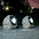 1 Piece Stone Resin LED Lawn Spotlight Artistic Grey Solar Powered Ground Light for Courtyard