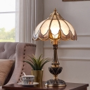 Brass Bud Shade Nightstand Lamp Simplicity Glass 1 Bulb Living Room Table Lighting