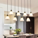 Bell Shade Cream Glass Suspension Light Retro Style Dining Room Multi Light Pendant