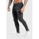 Simple Mens Sweatpants Drawstring Waist Logo Print Ankle Length Fitted Sweatpants