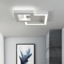 Minimalistic Square Led Surface Mount Ceiling Light Metallic Living Room Flush Mount Light in White