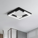 Black and White Square Flush Mount Lamp Minimalist LED Acrylic Ceiling Mount Light Fixture