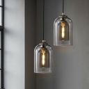 2-Layered Glass Hanging Lighting Simplicity 1 Head Suspension Pendant Light for Bedside