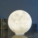 Simplicity Ball Shade Nightstand Lamp Resin Single Study Room Moon Table Lighting in White
