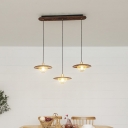 Saucer Dining Room Hanging Lighting Wooden Modern Pendant Light with Gold Bowl Cage