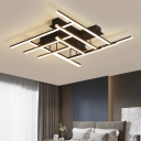 Crisscross Acrylic Semi Flush Mount Light Simple Style Black LED Ceiling Fixture for Bedroom