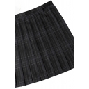 Fancy Women's Skirt Plaid Pattern Invisible Zip Pleated Detailed High Rise A-Line Mini Skirt