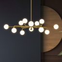 Sphere Living Room Chandelier Light Opal Glass Simplicity LED Pendant Light Fixture