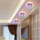 Modern Lotus Flush Mount Spotlight Clear Crystal Corridor Ceiling Lighting in Stainless Steel