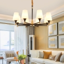 Suspension Lighting Antique Style Living Room Chandelier with Conic White Glass Shade