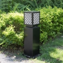 Black Grille Rectangle Solar Stake Light Modern Acrylic LED Landscape Lamp for Garden