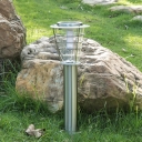 Silver Finish Conical Stake Lamp Contemporary Stainless Steel Solar LED Landscape Light