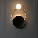 Black and Brass Circles Wall Sconce Postmodern Metal Wall Mount Light for Living Room