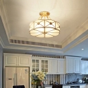 Opal Glass Floral Pendant Chandelier Traditional Dining Room Suspension Lighting in Gold