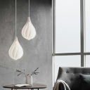 Art Deco Teardrop Hanging Light Plastic 1-Light Restaurant Suspension Light Fixture in White