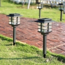 Gridded Rectangle Solar Lawn Lamp Art Deco Plastic Outdoor LED Ground Light with Stake in Black