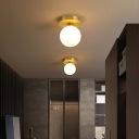 Brass Round LED Semi Mount Lighting Minimalist 1-Light Metal Ceiling Flush Light for Corridor