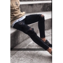 Street Boys Jeans Distressed Mid Rise Ankle Fitted Jeans in Black