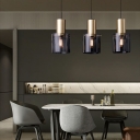 1-Head Dining Room Pendant Lamp Postmodern Ceiling Light with Bottle Smoky Glass Shade