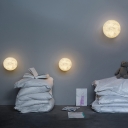 Moon Ball Flush Wall Sconce Nordic Resin White LED Wall Mounted Light for Bedroom