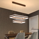 Rectangle Dining Room Suspension Light Aluminum Minimalist LED Chandelier in Coffee