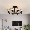 Crystal Rectangle Ceiling Mounted Fixture Contemporary Semi Flush Light Fixture for Bedroom