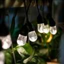 Water-Drop Plastic Solar LED String Lamp Art Deco 10-Bulb Black Christmas Light for Patio, 32.8ft