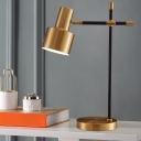 Grenade Shaped Reading Lamp Postmodern Metal 1-Light Black and Gold Table Light with Crossed Arm