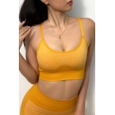 Womens Co-ord Athletic Seamless Peach Butt Skinny Fitted High Waist Leggings Spaghetti Strap Cropped Sleeveless Camisole Set