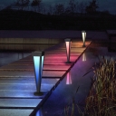 Triangular Garden Landscape Light Iron Minimalistic Solar Powered LED Stake Lamp in Grey