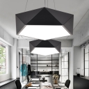 Pentagonal LED Chandelier Pendant Light Contemporary Acrylic Black Suspension Lamp for Gym