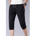 Mens Hot Fashion Stripe Side Drawstring-Waist Slim Fit Athletic Sweat Shorts