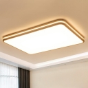 Rectangular Living Room Ceiling Lamp Acrylic Minimalistic LED Flush Mount Light in Wood