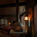 Oval Restaurant Wall Mounted Light Rural Wooden 1 Bulb Black Wall Sconce Light Fixture