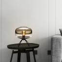 Quad-pod Nightstand Lamp Postmodern Metal 1 Head Black Table Light with Oval Glass Shade