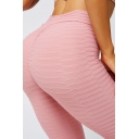 Workout Womens Leggings Jacquard Peach Butt Mid Rise Quick Dry Skinny Fit 7/8 Length Yoga Leggings