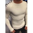 Simple Mens Sweater Ripped Knitted Long Sleeve Crew Neck Slim Fit Pullover Sweater