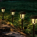 Hollowed-out Bell Shaped Solar Stake Lamp Vintage Resin Garden LED Landscape Light in Black
