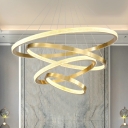 Gold Plated Ring Chandelier Postmodern LED Aluminum Ceiling Pendant Light for Bedroom