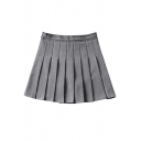 Trendy Womens Skirt Anti-Emptied Invisible Zipper Side Mini High Waist A-Line Pleated Skirt