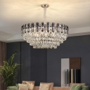 Round Tiered Suspension Pendant Lamp Minimalist Crystal Living Room Chandelier in Clear