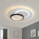 Black and White Halo Ceiling Light Minimalist Acrylic LED Flush Mount Lighting Fixture for Bedroom