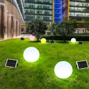 Spherical Solar LED Landscape Lamp Modern PE Courtyard Lawn Stake Lighting in White